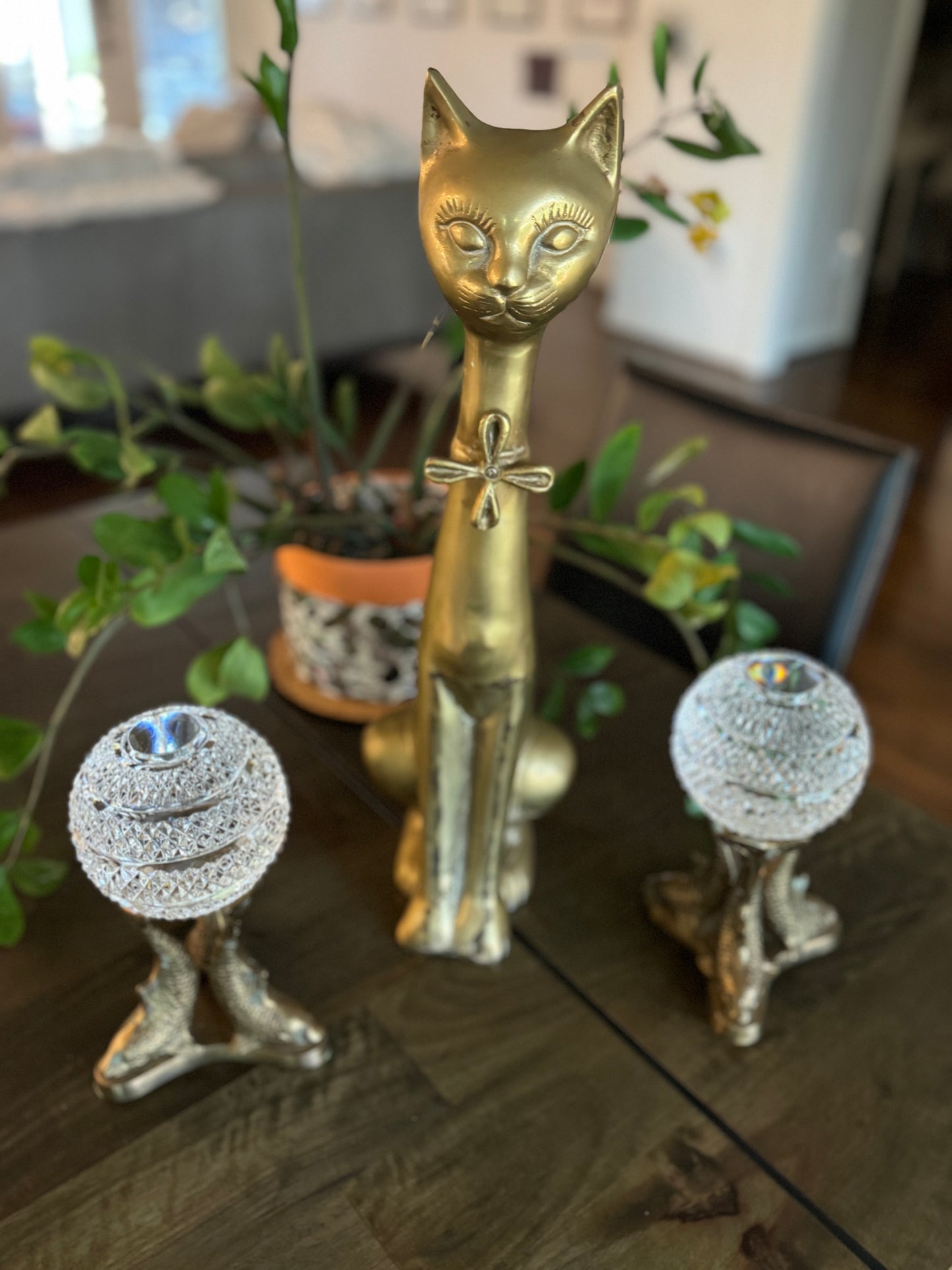 MCM Large Brass Cat Figurine