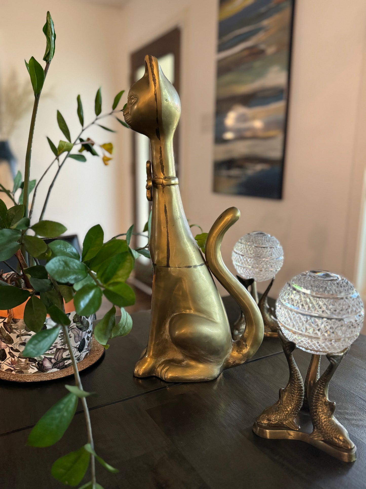 MCM Large Brass Cat Figurine