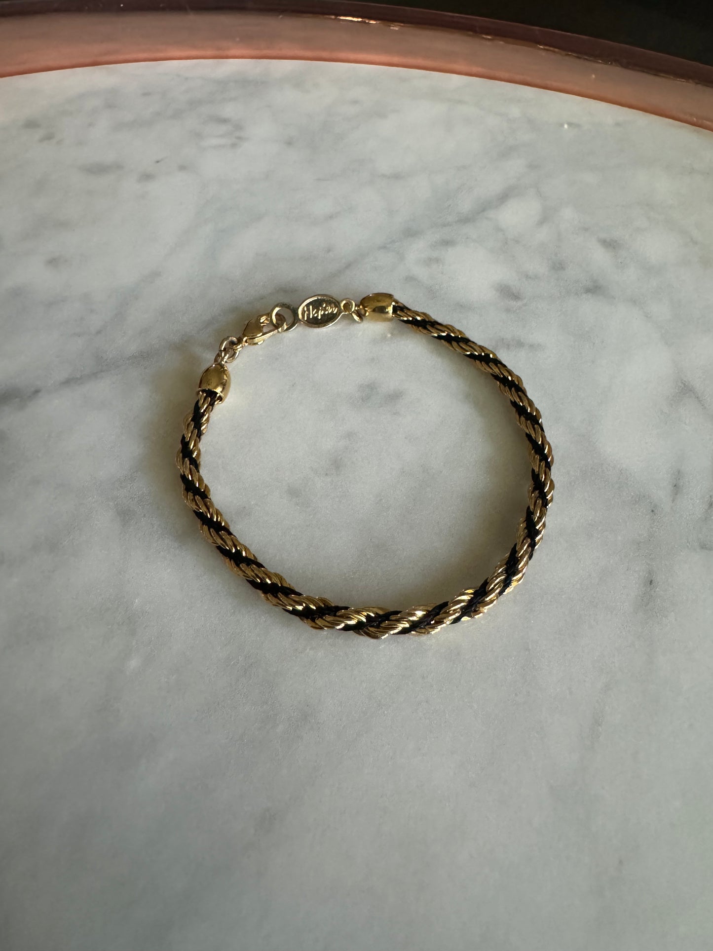 Napier Twisted Rope Chain Gold Plated and Black Unisex Bracelet