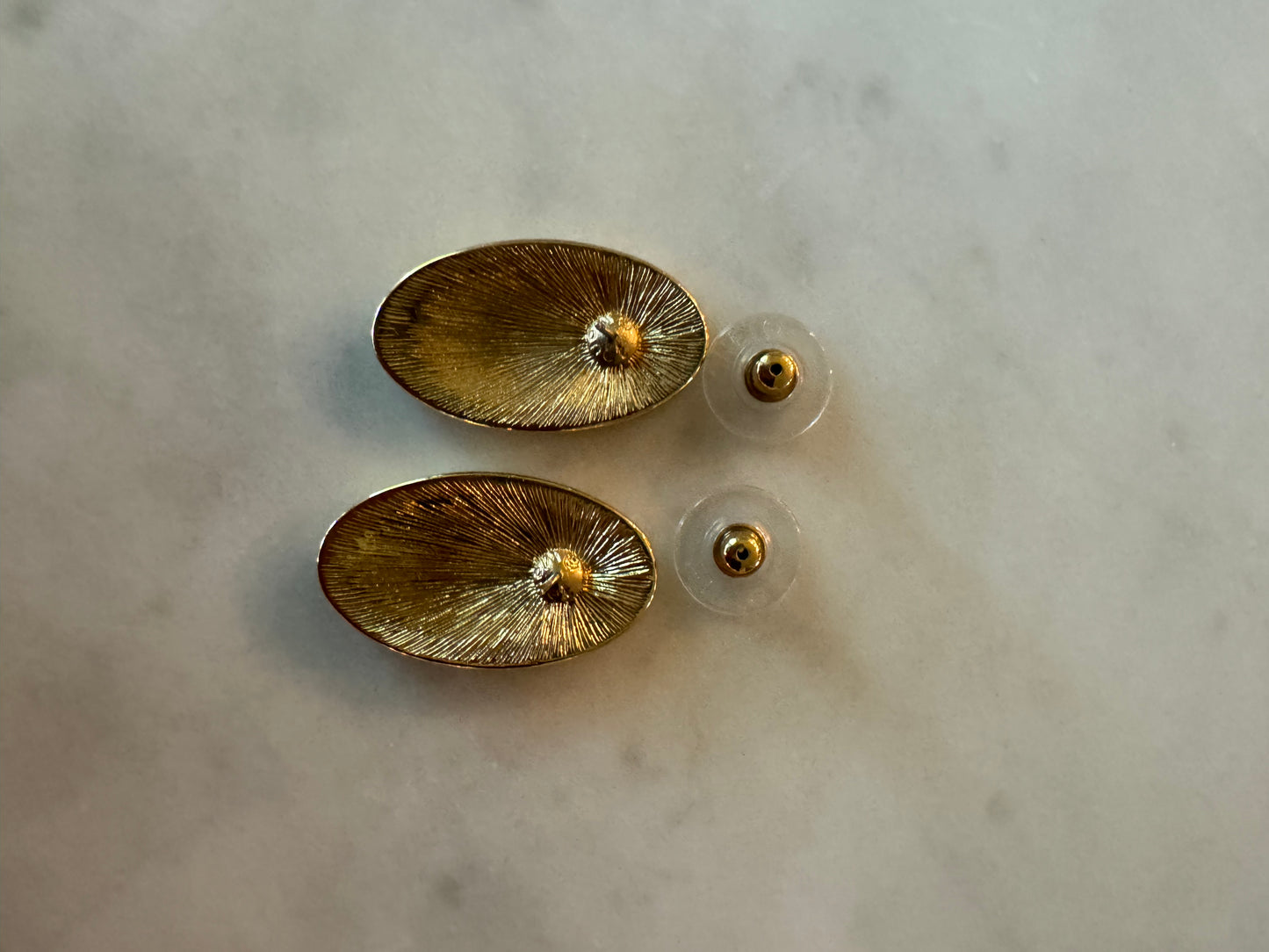Vintage Monet Gold Tone with Red Enamel Oval Earrings