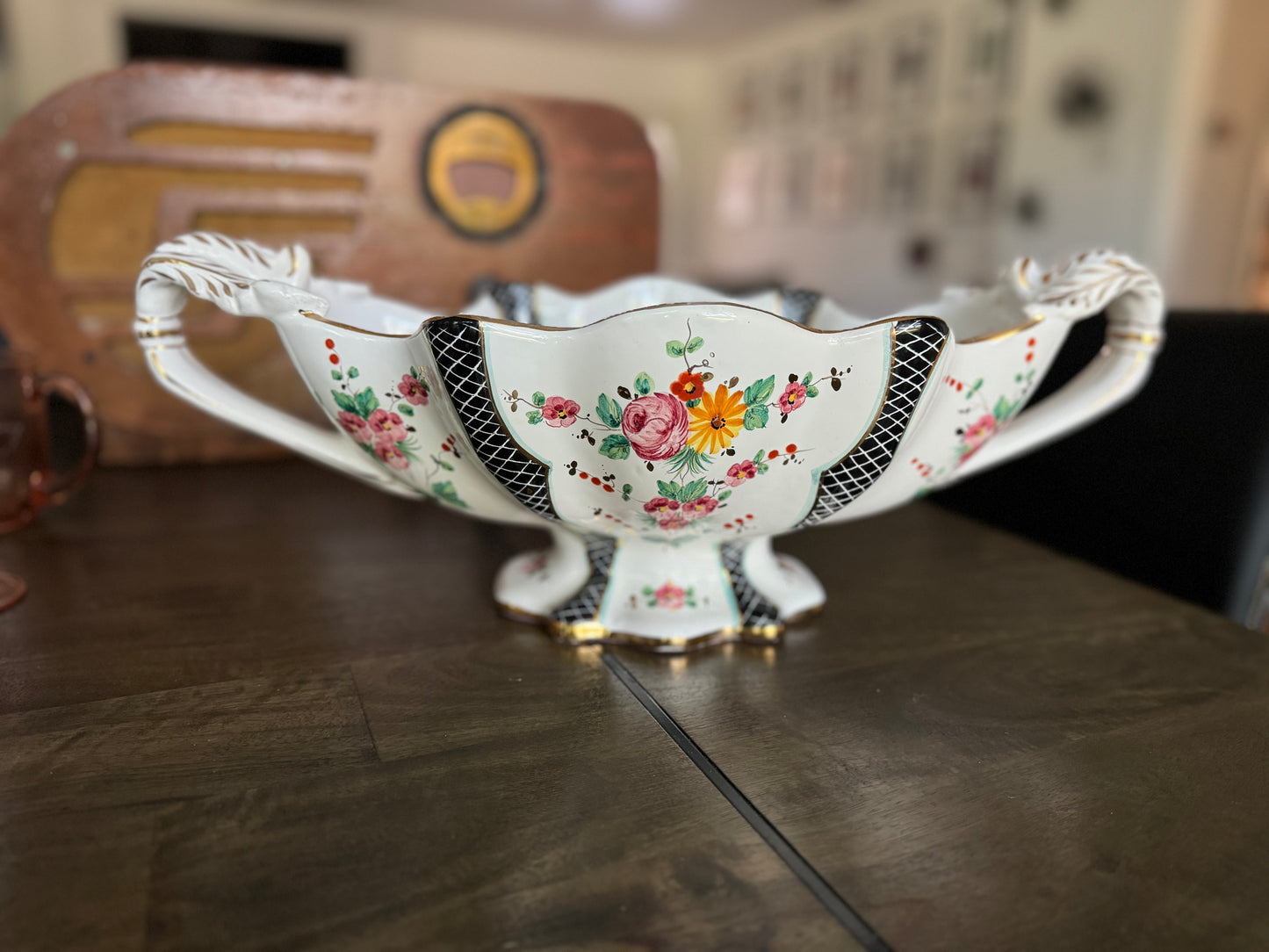 Vintage Deruta Signed Hand-Painted Italian Centerpiece Bowl