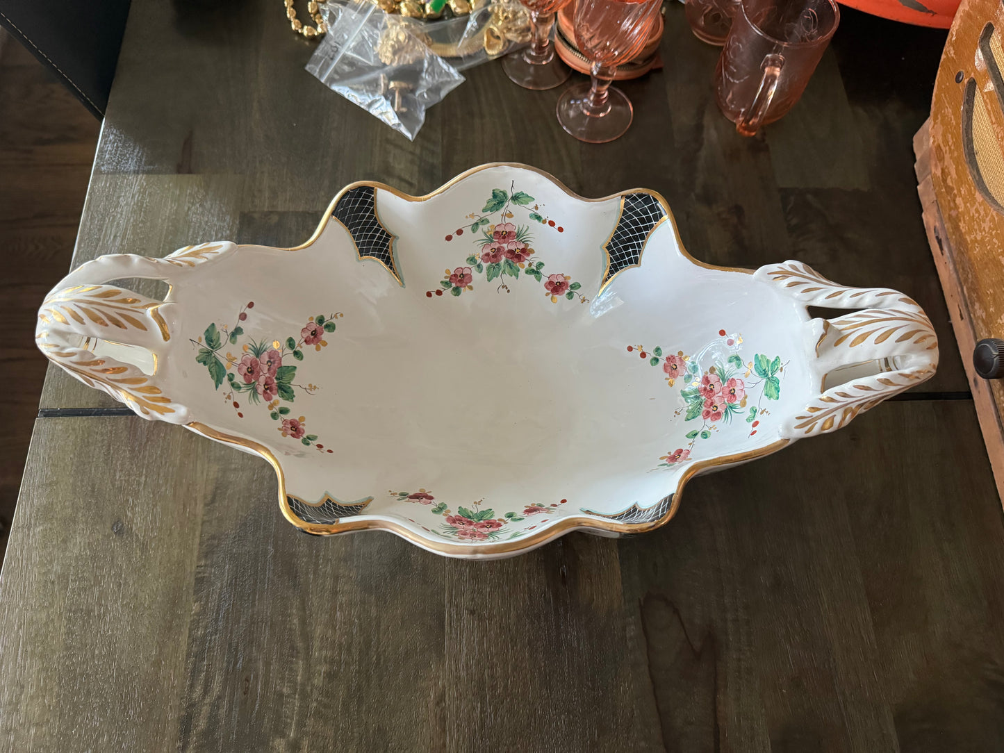 Vintage Deruta Signed Hand-Painted Italian Centerpiece Bowl