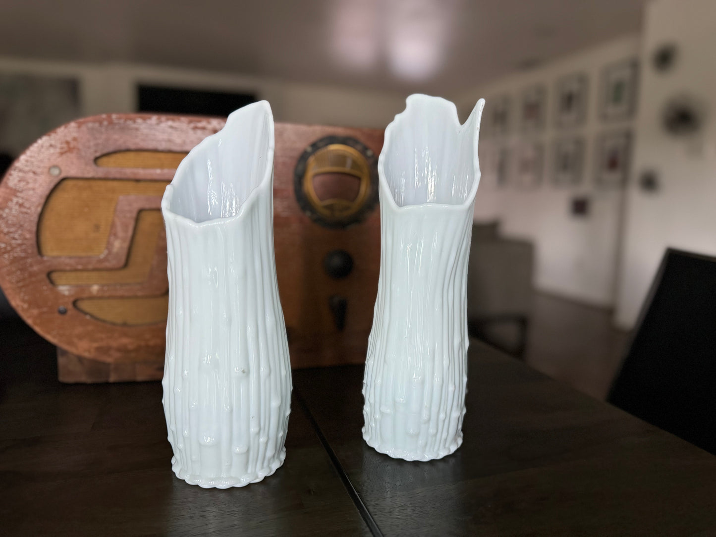 Vintage Italian White "Melting" Vases (set of 2)