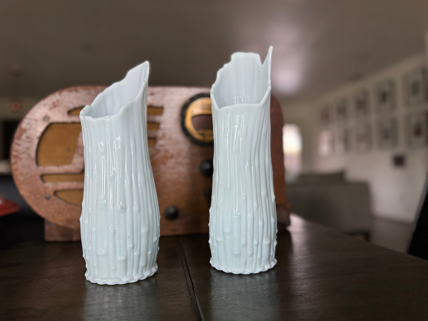 Vintage Italian White "Melting" Vases (set of 2)
