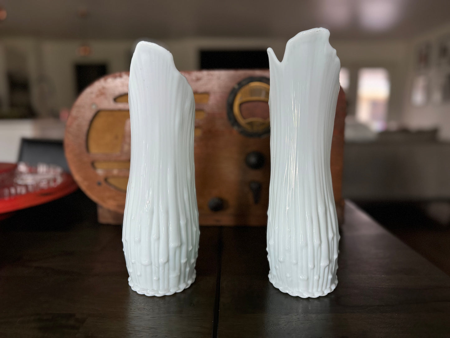 Vintage Italian White "Melting" Vases (set of 2)
