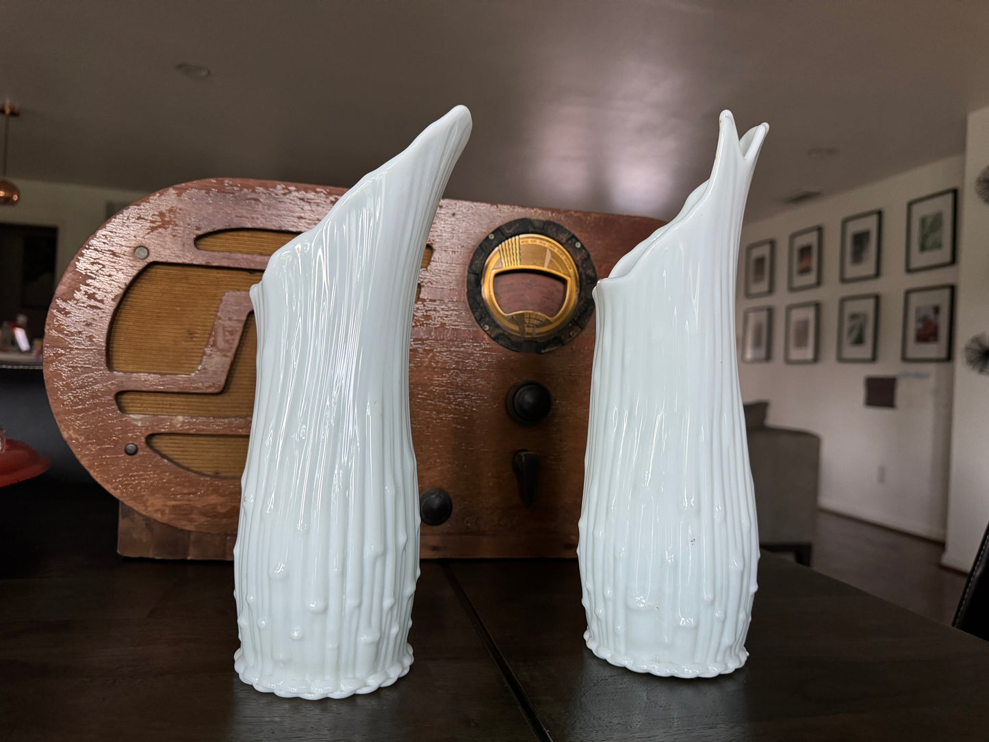 Vintage Italian White "Melting" Vases (set of 2)
