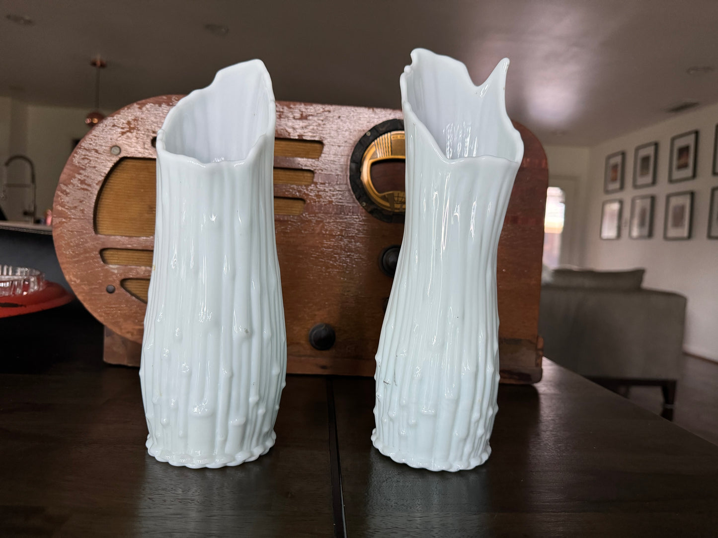 Vintage Italian White "Melting" Vases (set of 2)