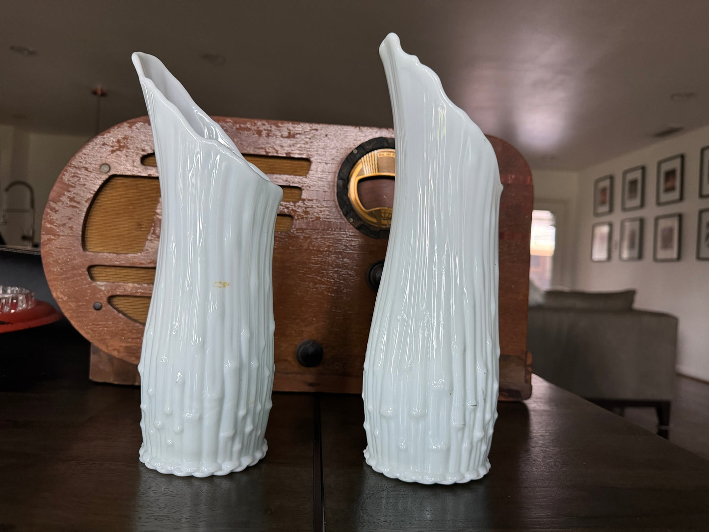 Vintage Italian White "Melting" Vases (set of 2)