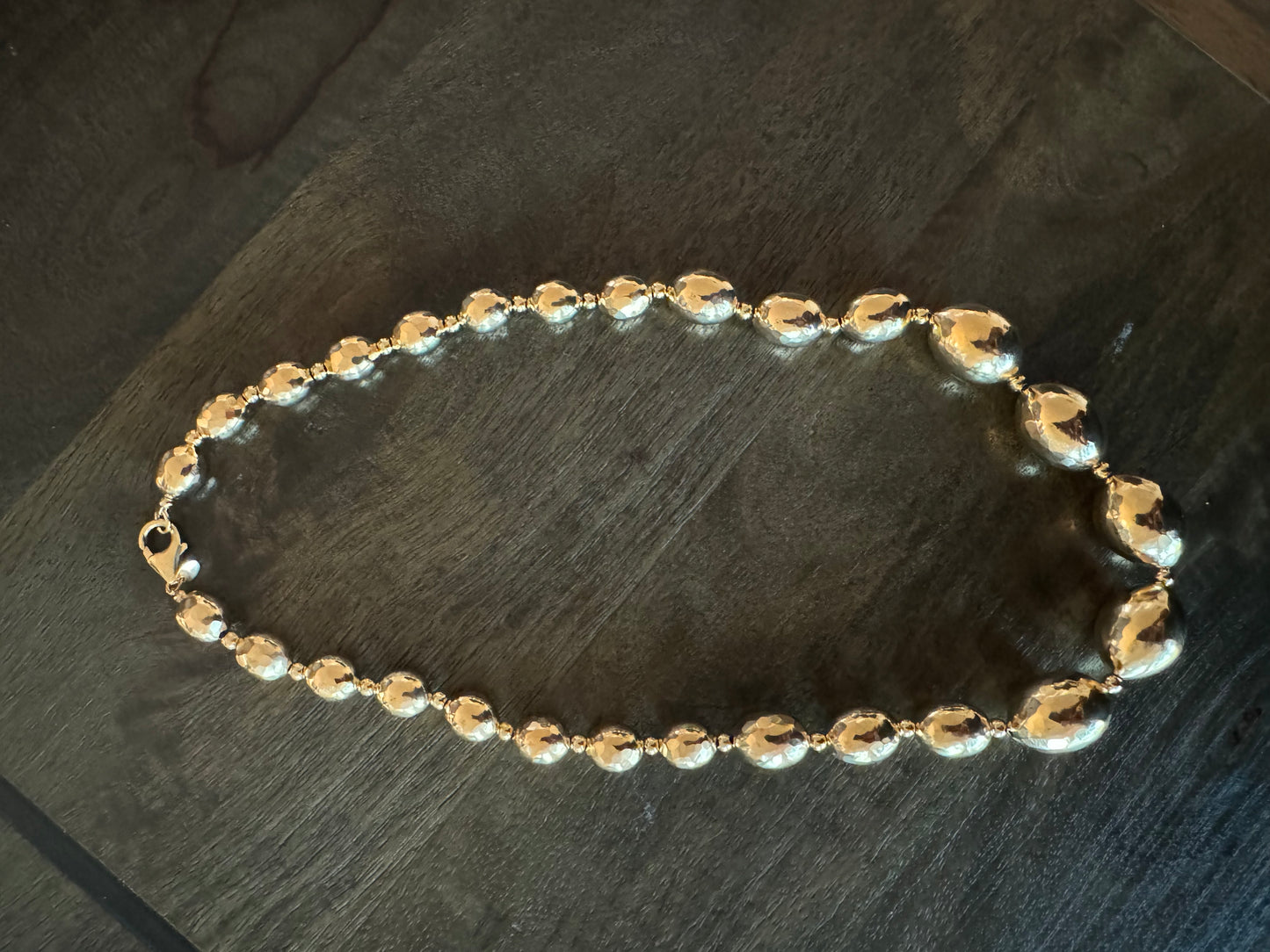 Bronzallure Italy by Milor 18 KT Gold Plated Hammered Bead Necklace