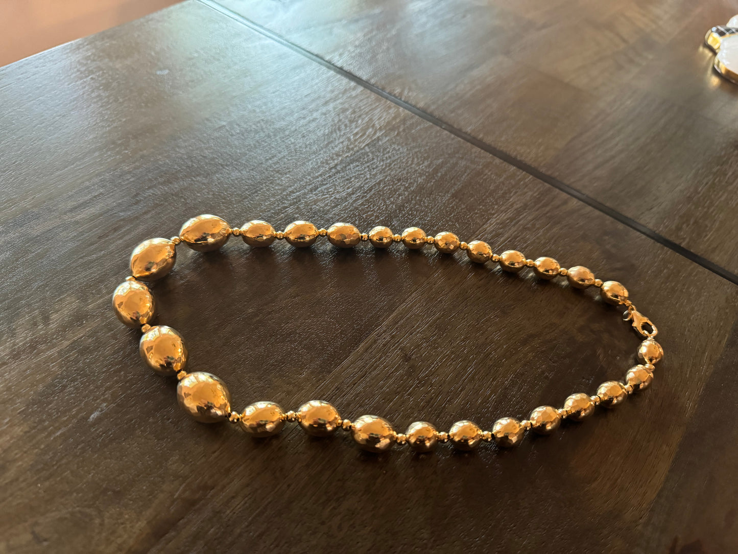 Bronzallure Italy by Milor 18 KT Gold Plated Hammered Bead Necklace