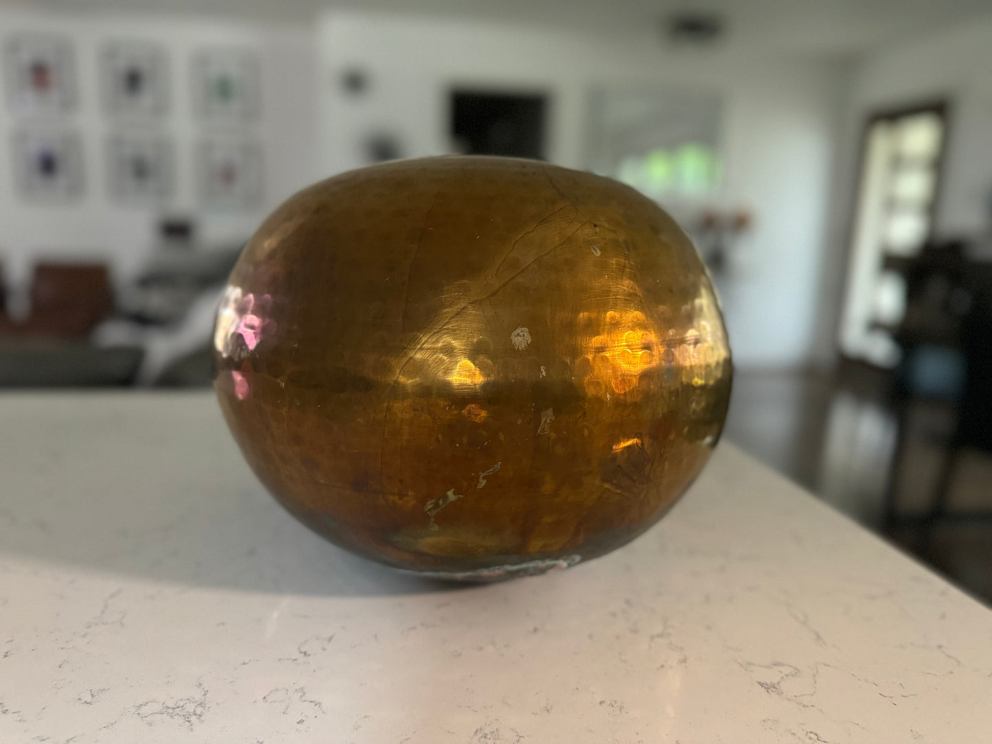 Vintage Hammered Brass Orb Bowl