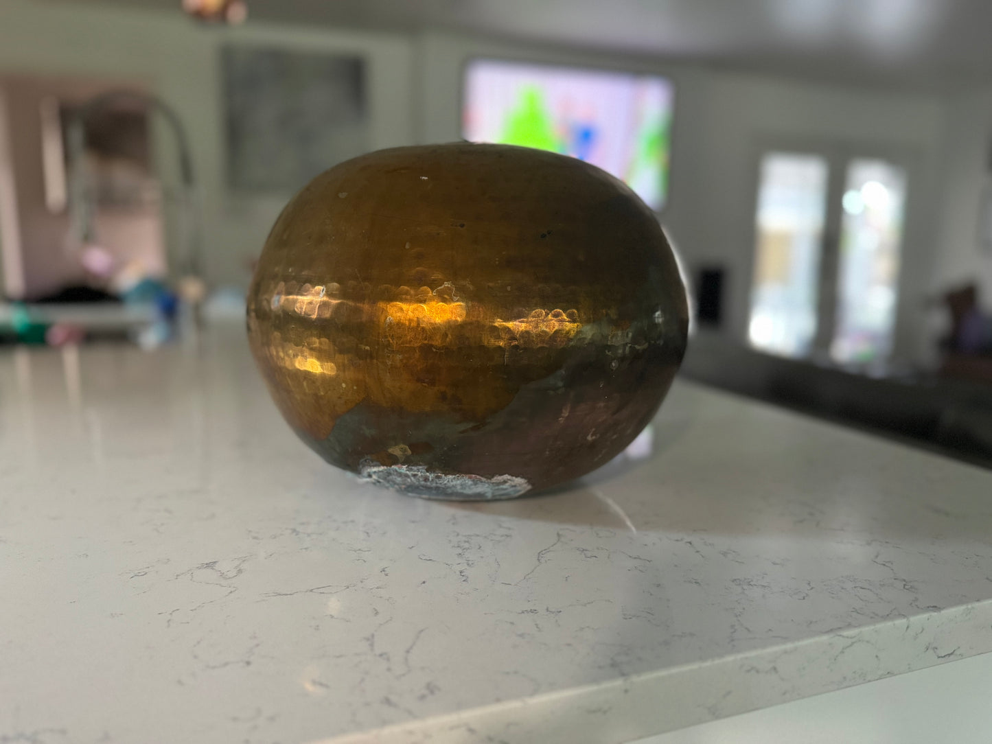 Vintage Hammered Brass Orb Bowl