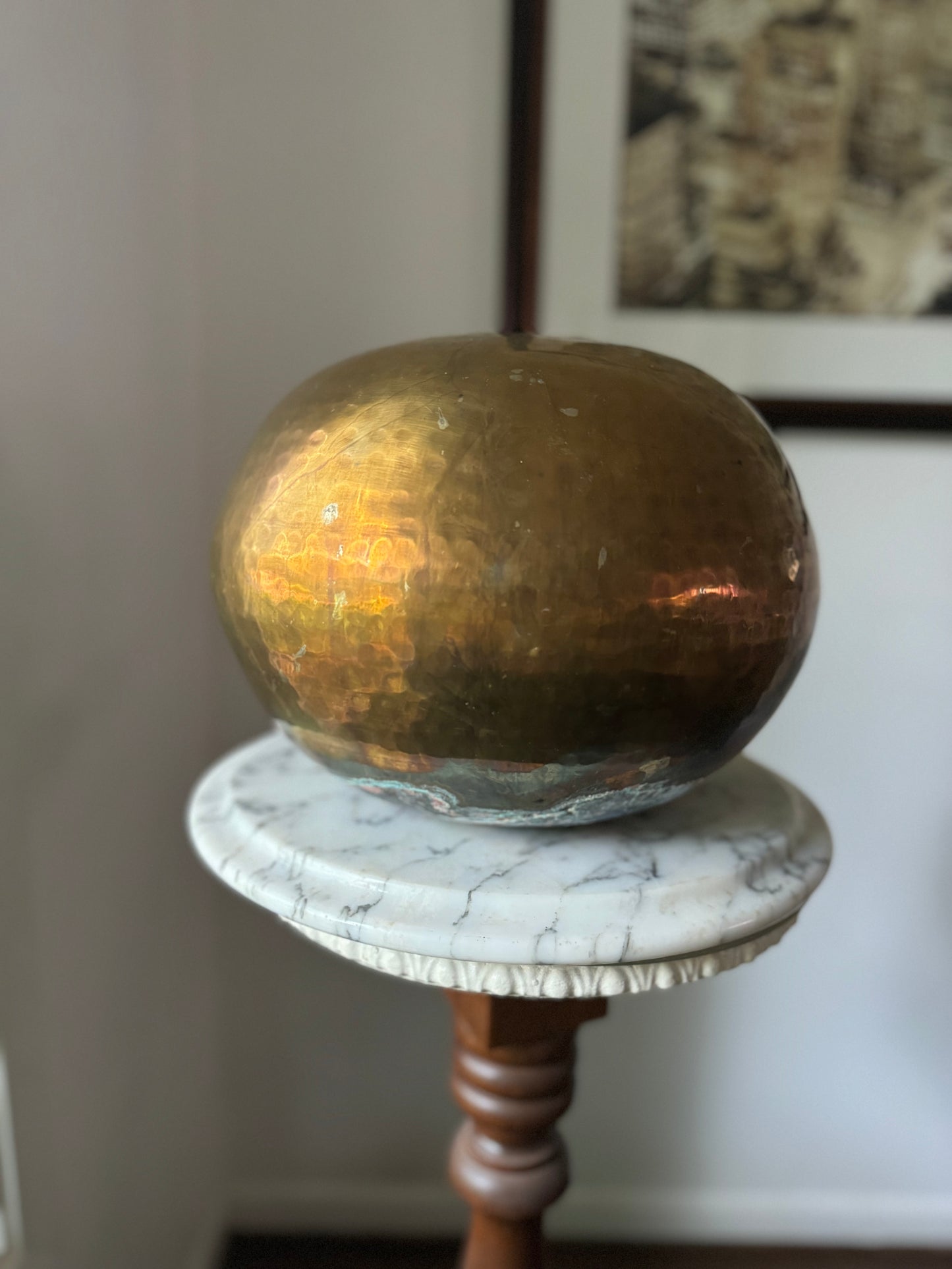 Vintage Hammered Brass Orb Bowl