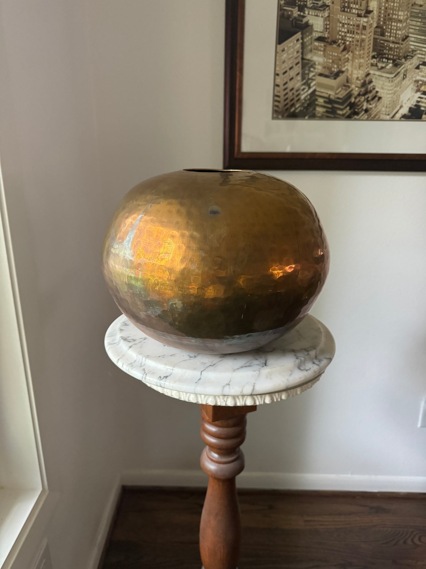 Vintage Hammered Brass Orb Bowl