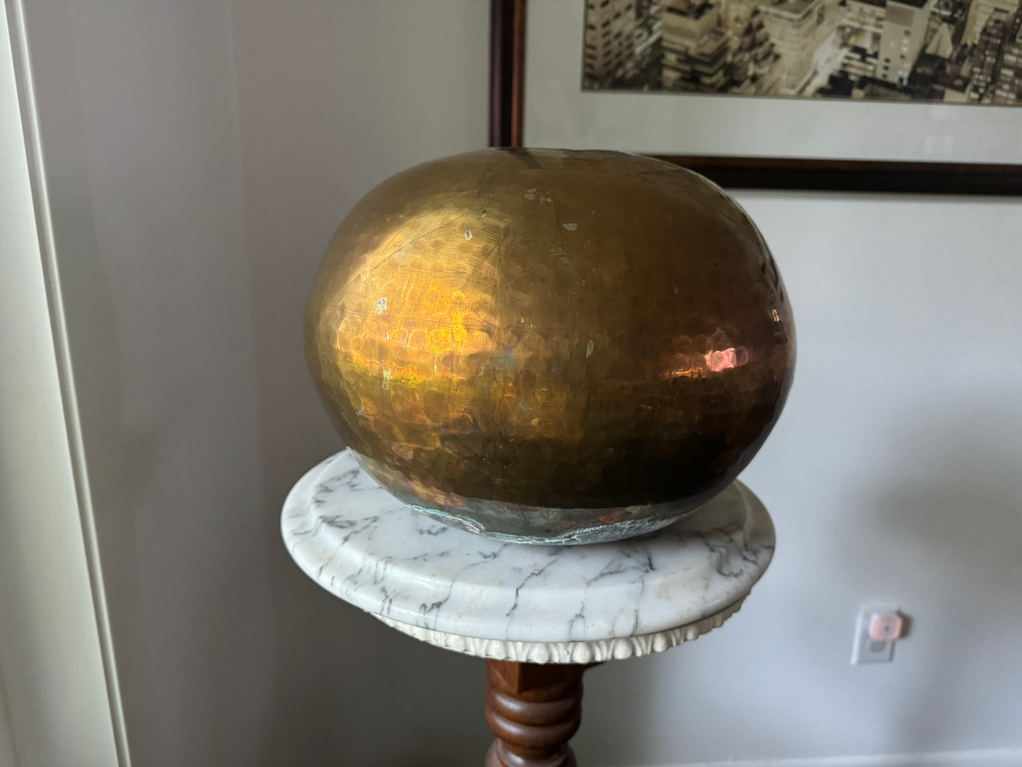 Vintage Hammered Brass Orb Bowl