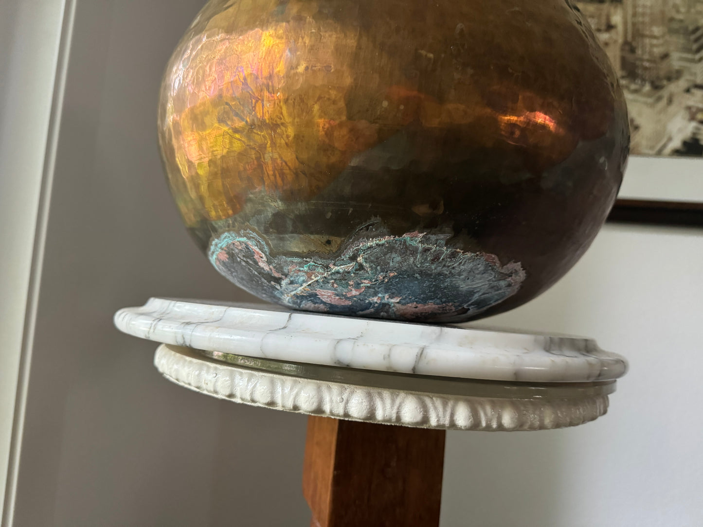 Vintage Hammered Brass Orb Bowl