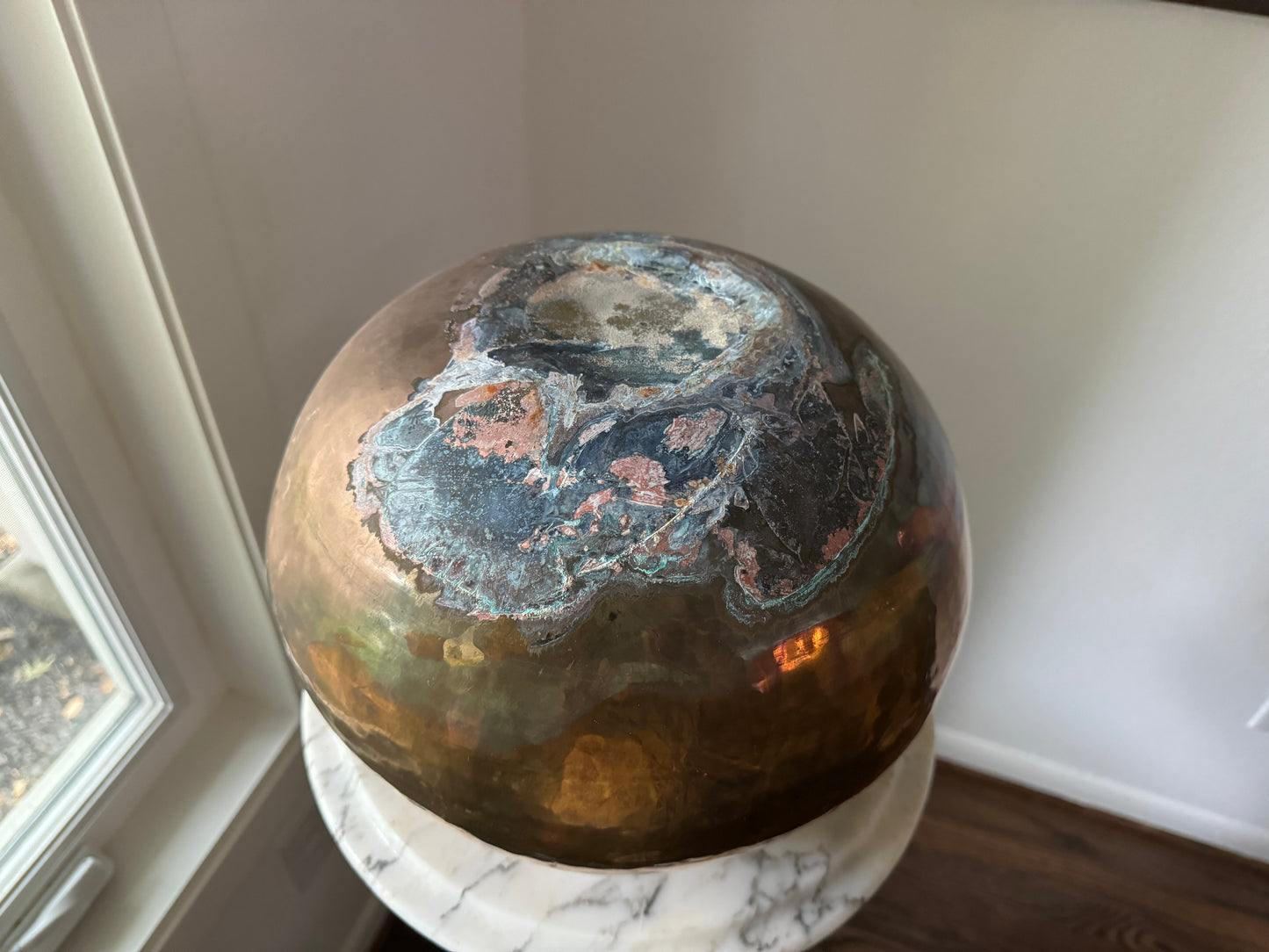 Vintage Hammered Brass Orb Bowl