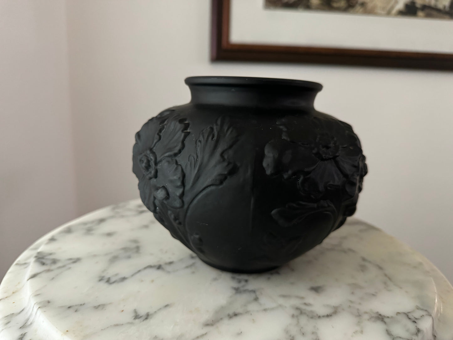 Early 20th Century Black Amethyst Glass Tiffin Poppy Vase