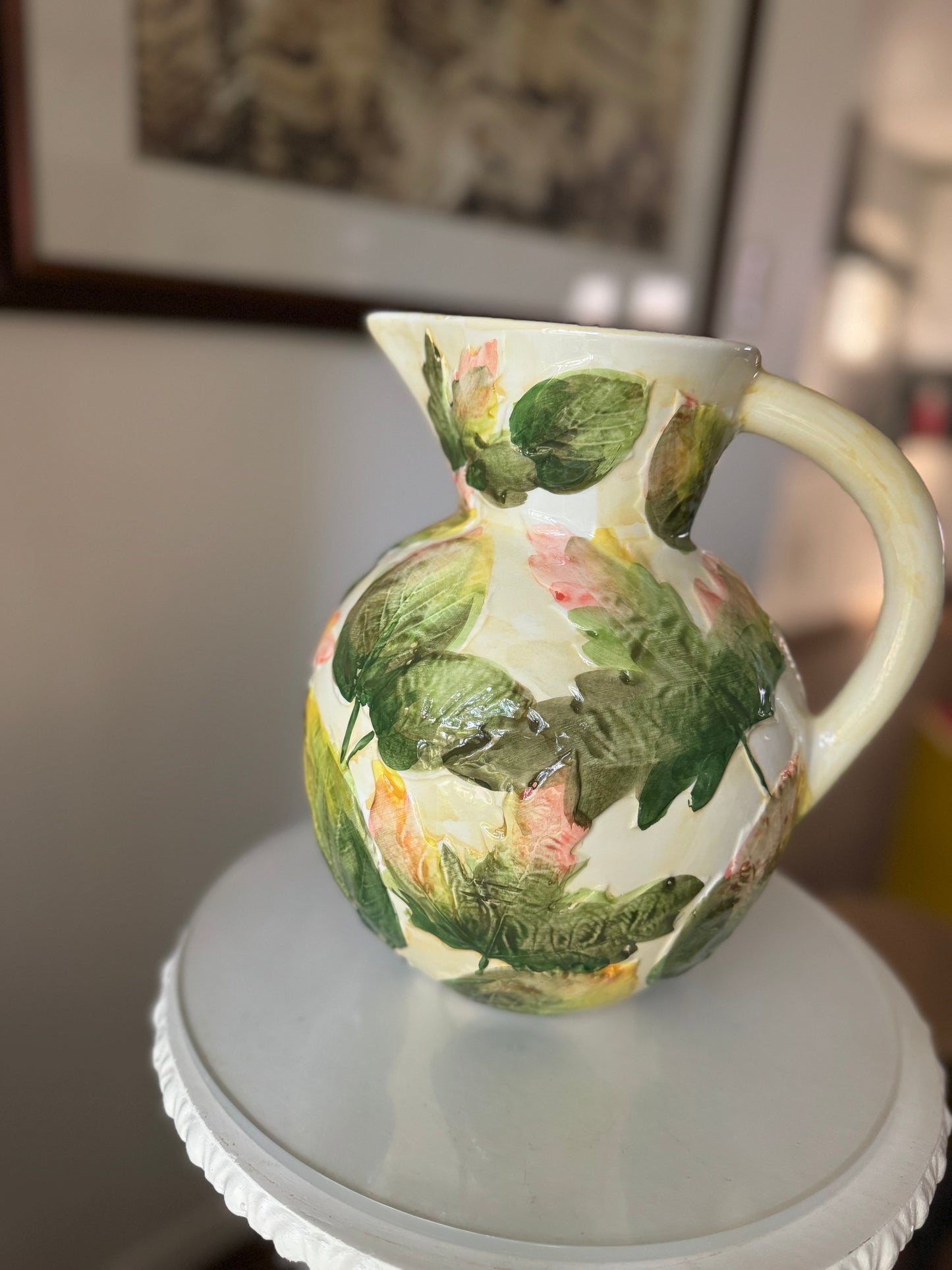 Vintage Floral Pitcher by Ceramiche Leonardo
