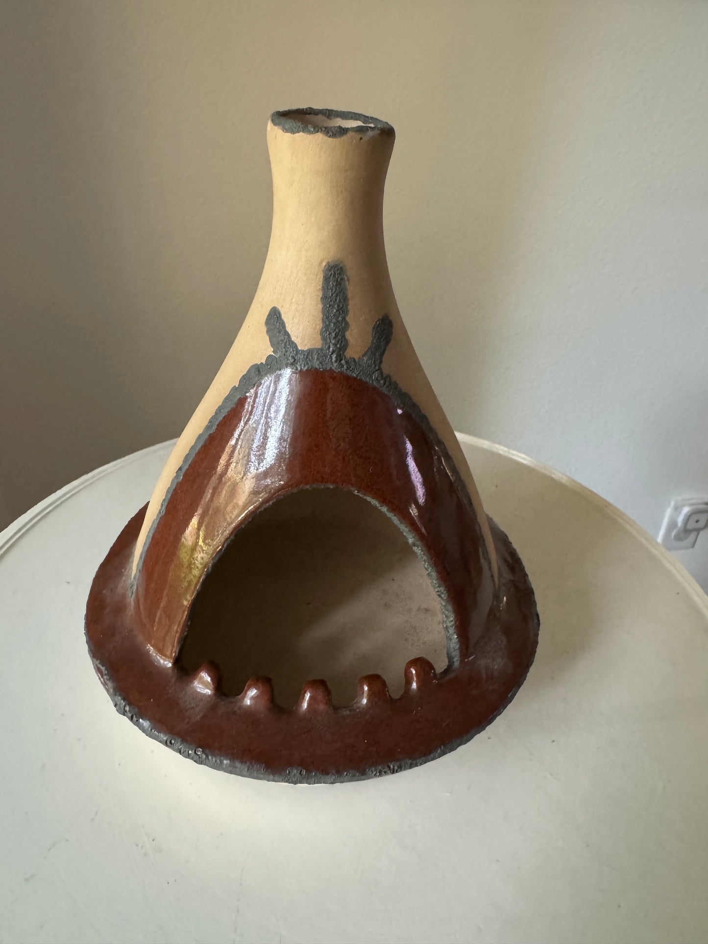 Vintage Native American Southwestern Chiminea Ashtray/Incense Burner (Signed "Windi AZ 12")