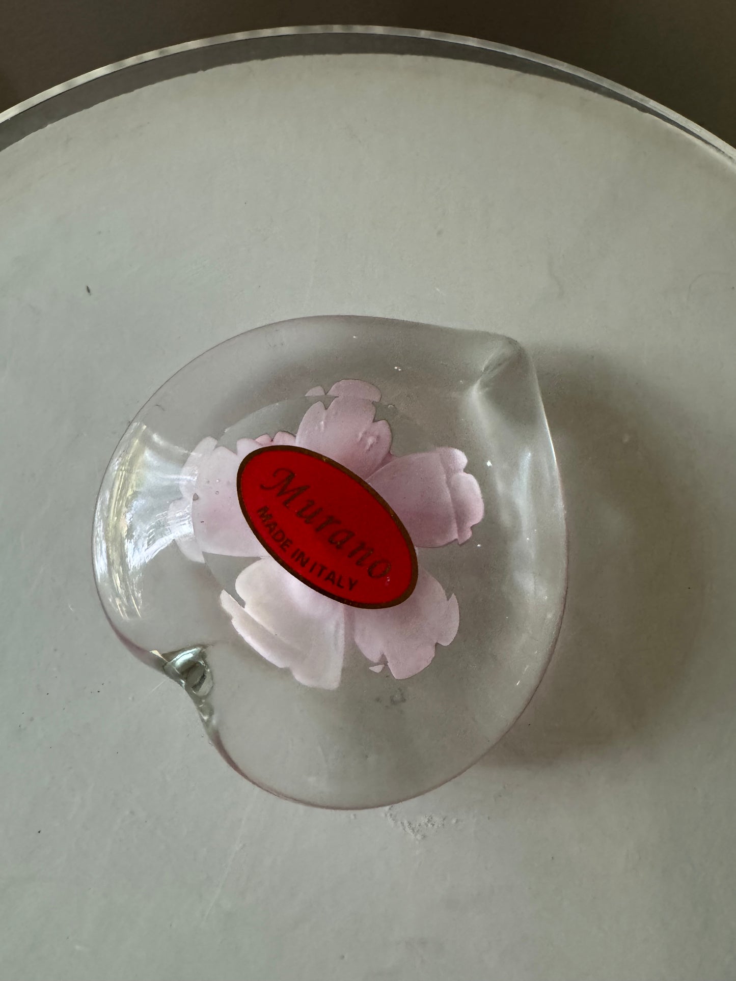 Vintage Murano Heart-Shaped Floral Paperweight