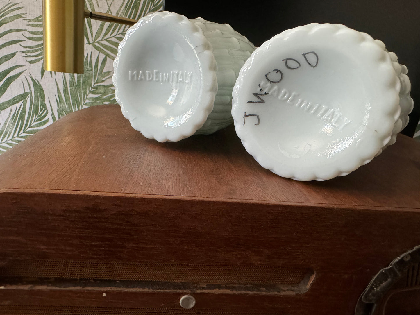 Vintage Italian White "Melting" Vases (set of 2)