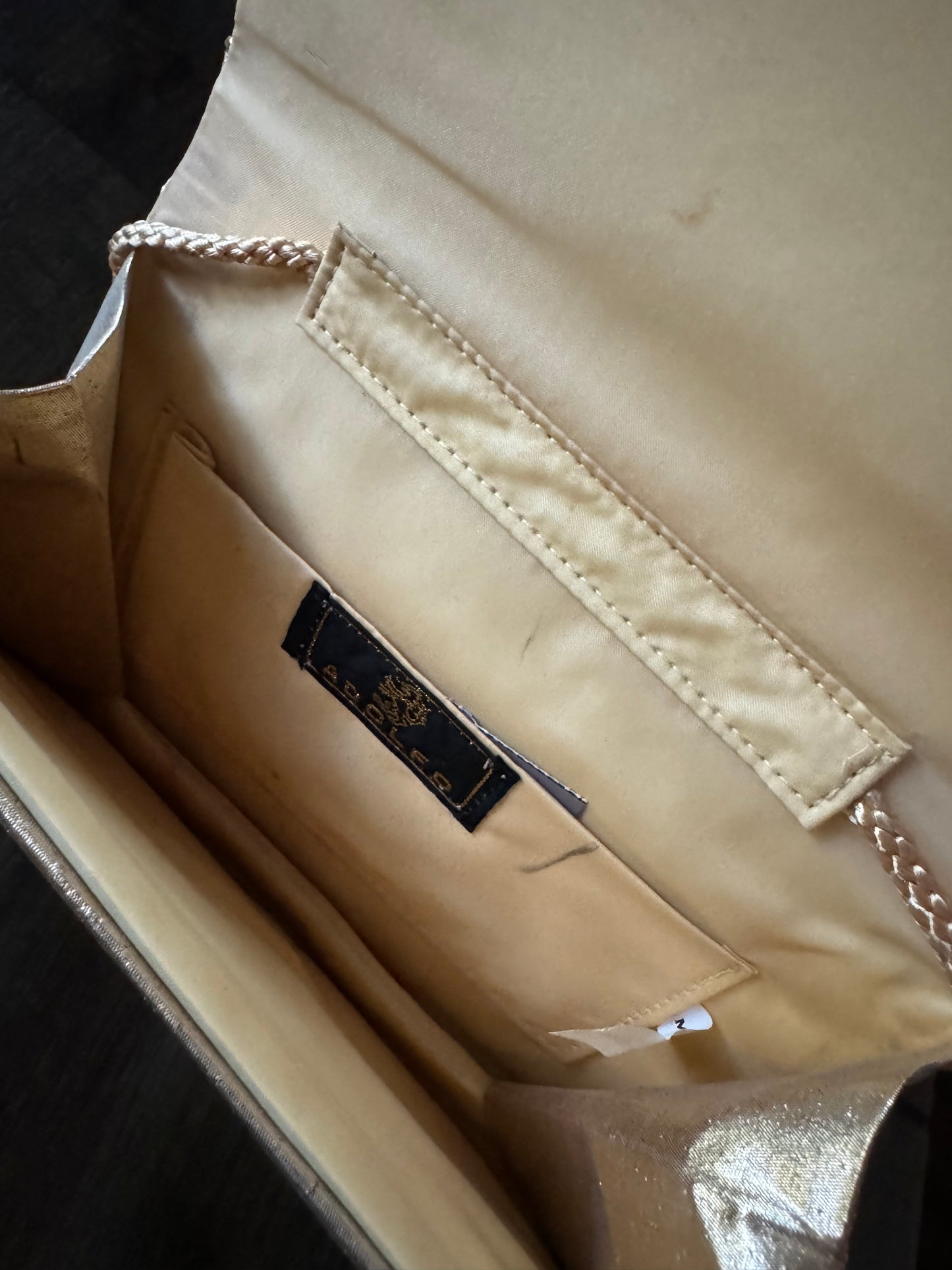 Vintage Adolfo Seashell Gold Shiny Evening Purse Handbag