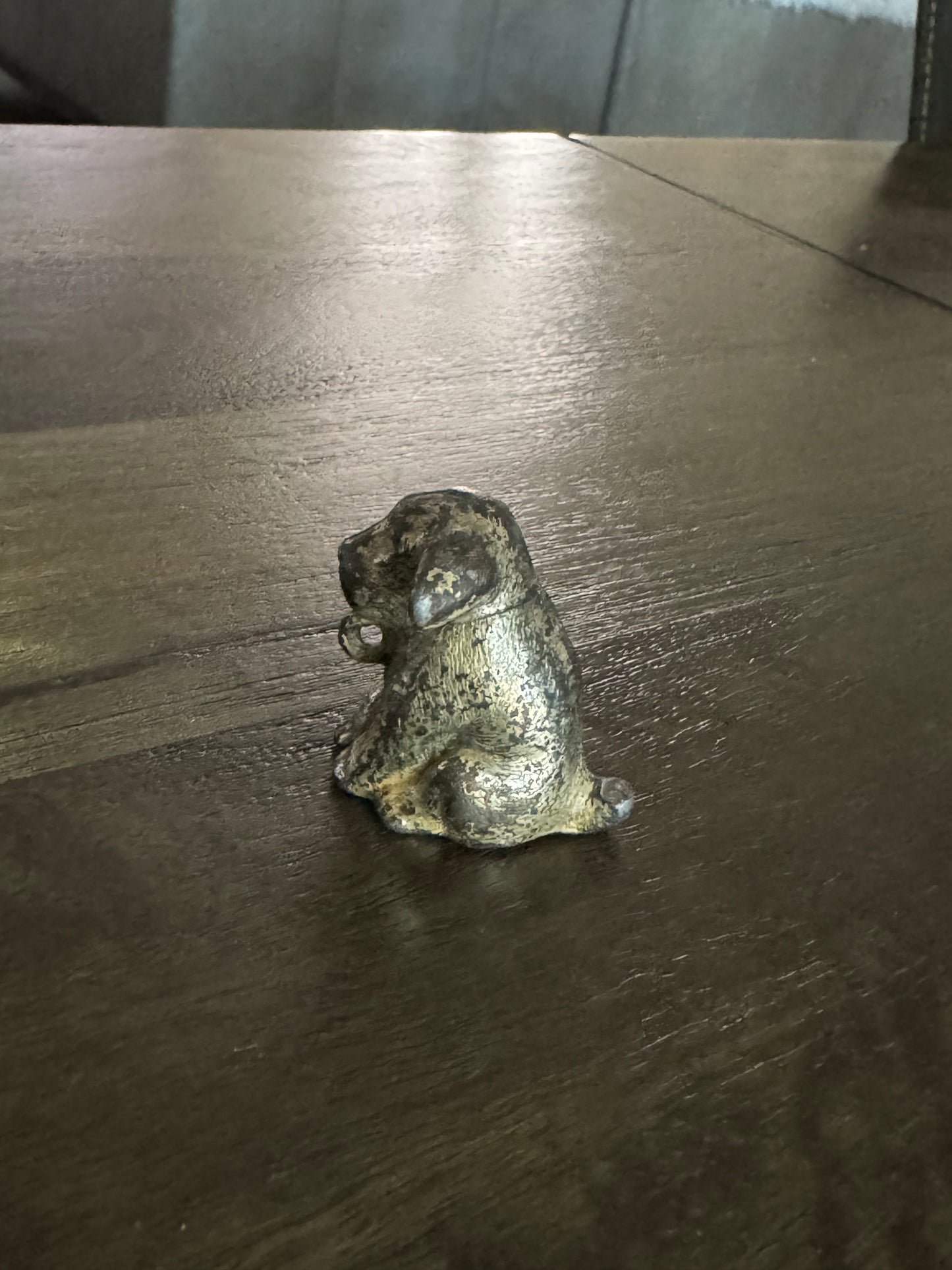 Antique Miniature Cast Iron Dog Figurine Pendant (No Chain) – Made in Japan