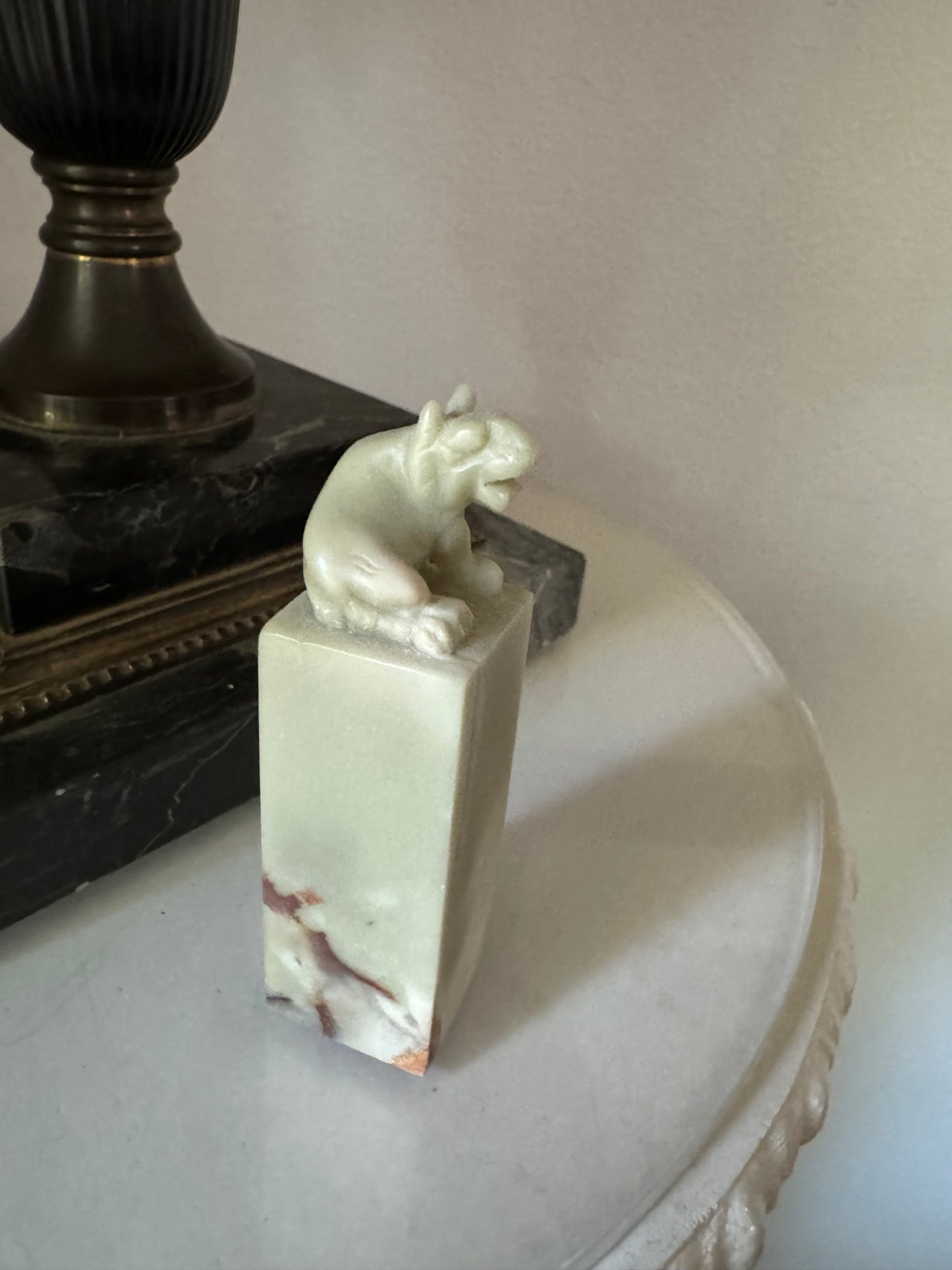 Vintage Soapstone Foo Dog Seal Stamp