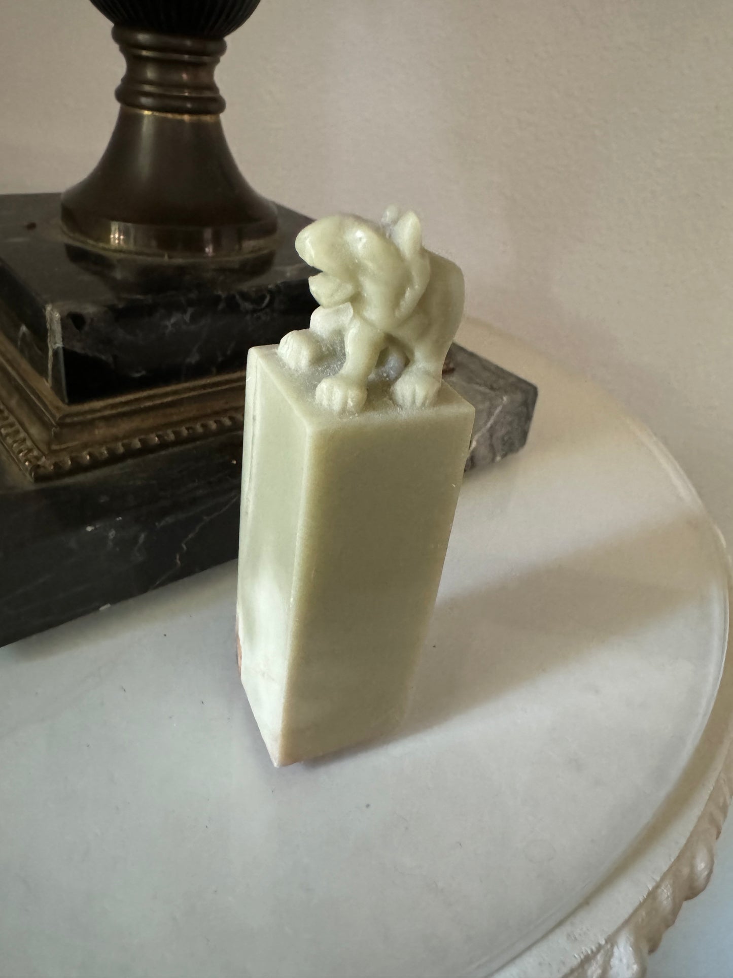 Vintage Soapstone Foo Dog Seal Stamp