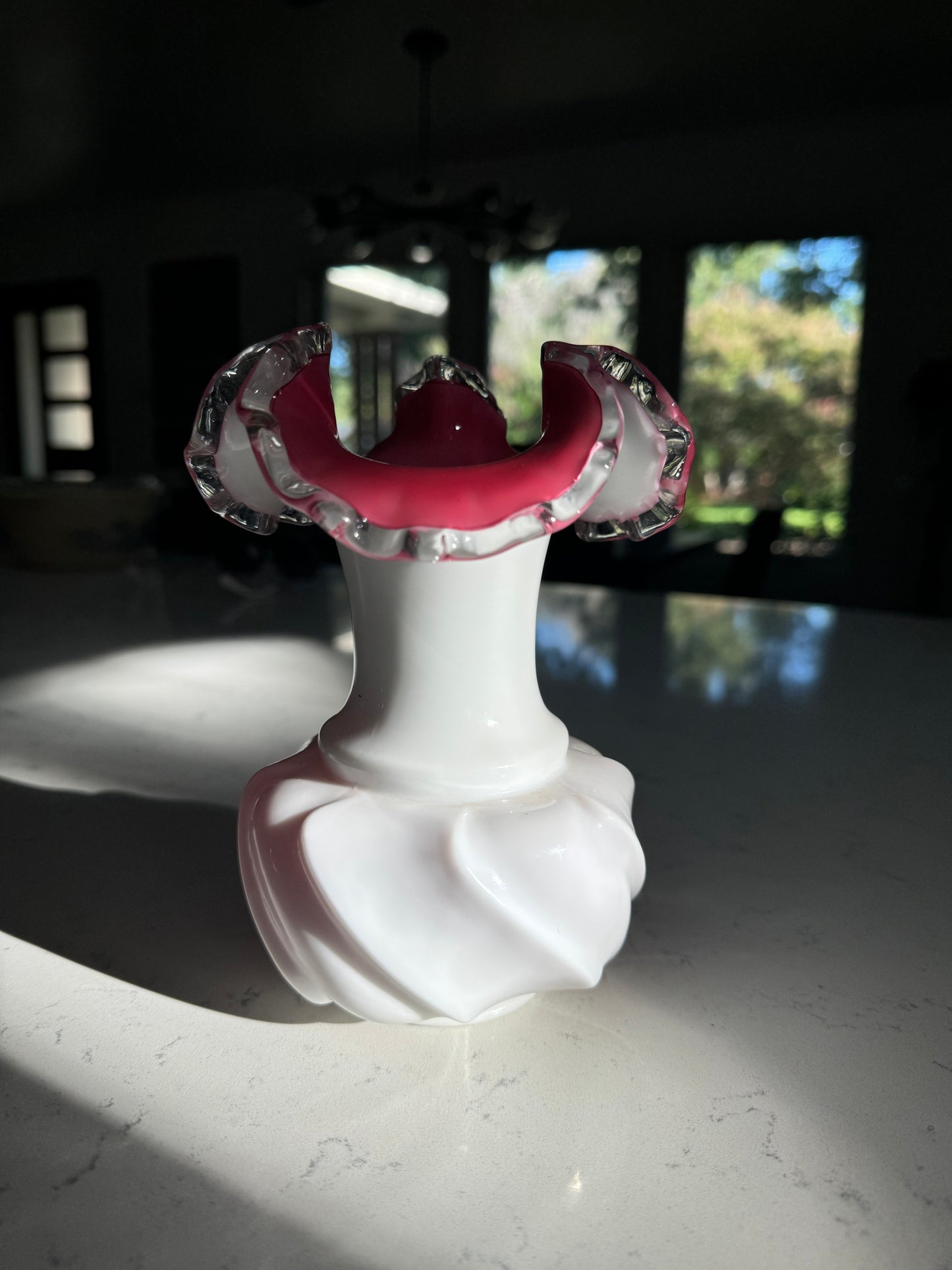Vintage Fenton Peach Wavecrest Vase