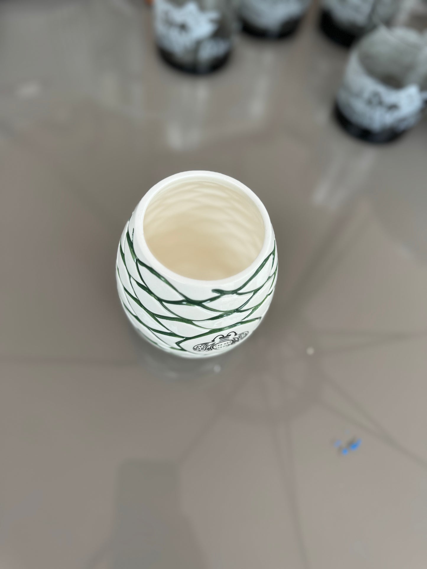 Patrón Tequila Bee Hive Agave White and Green Ceramic Tiki Mug