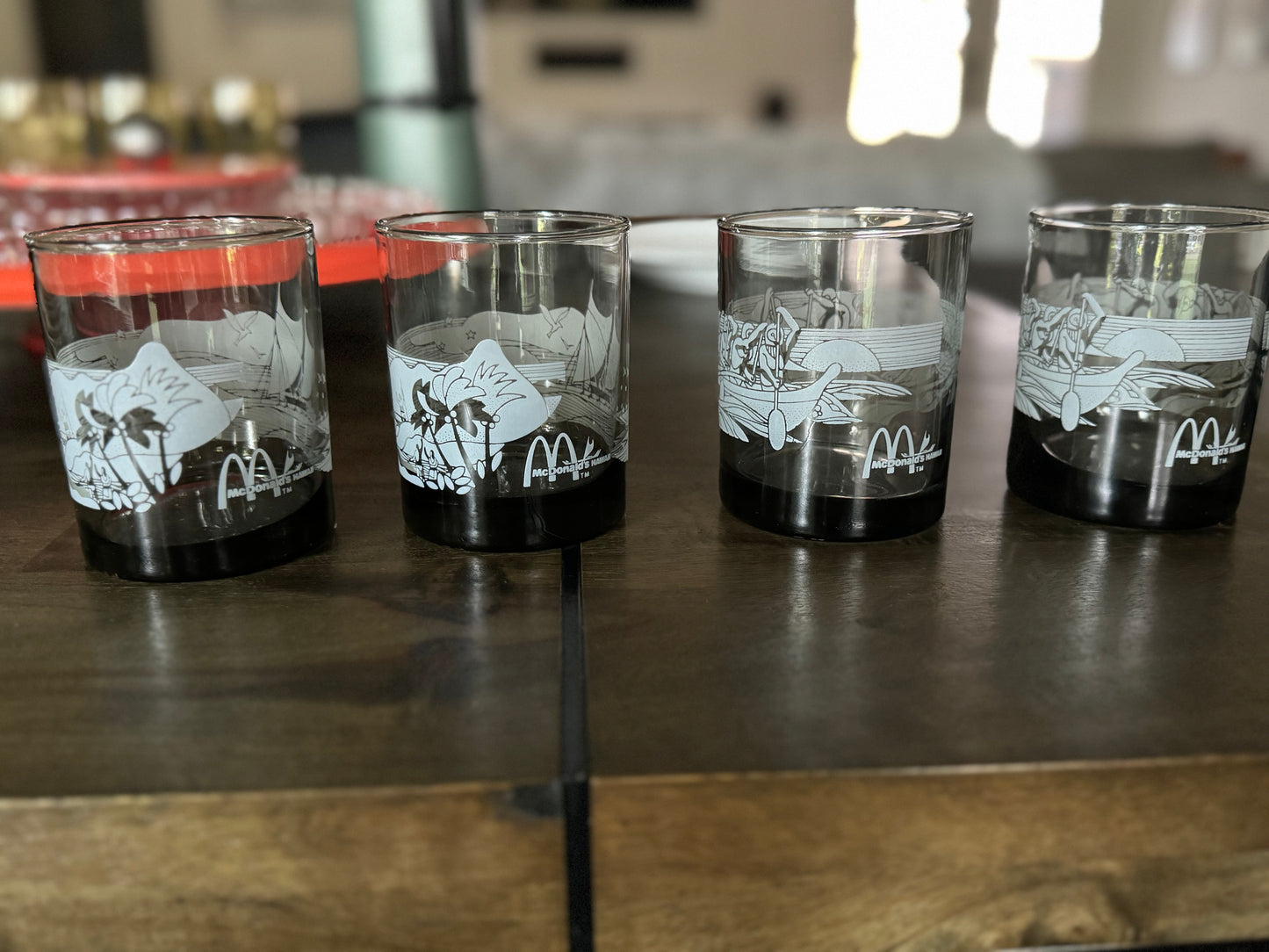 Vintage McDonald's Tumblers Hawaii Glasses Barware Set of 4