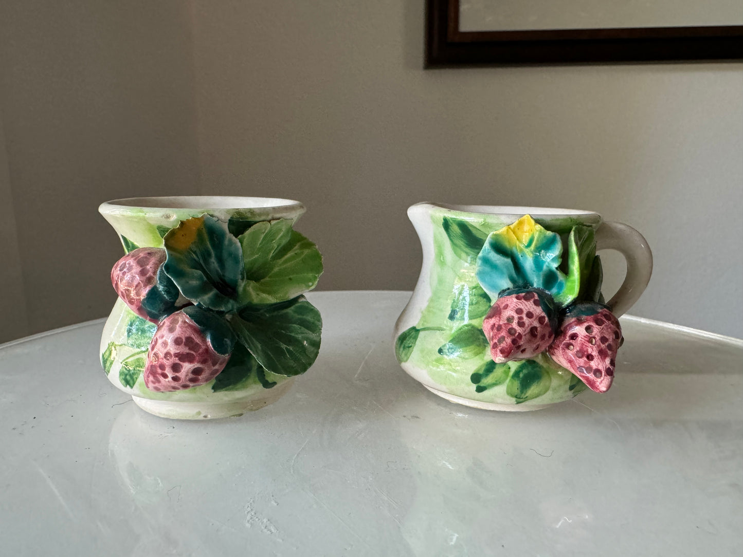 Vintage Italian Strawberry Milk and Creamer cups