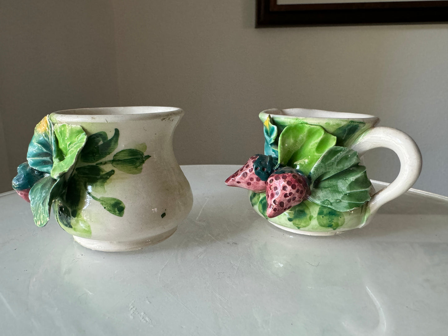 Vintage Italian Strawberry Milk and Creamer cups