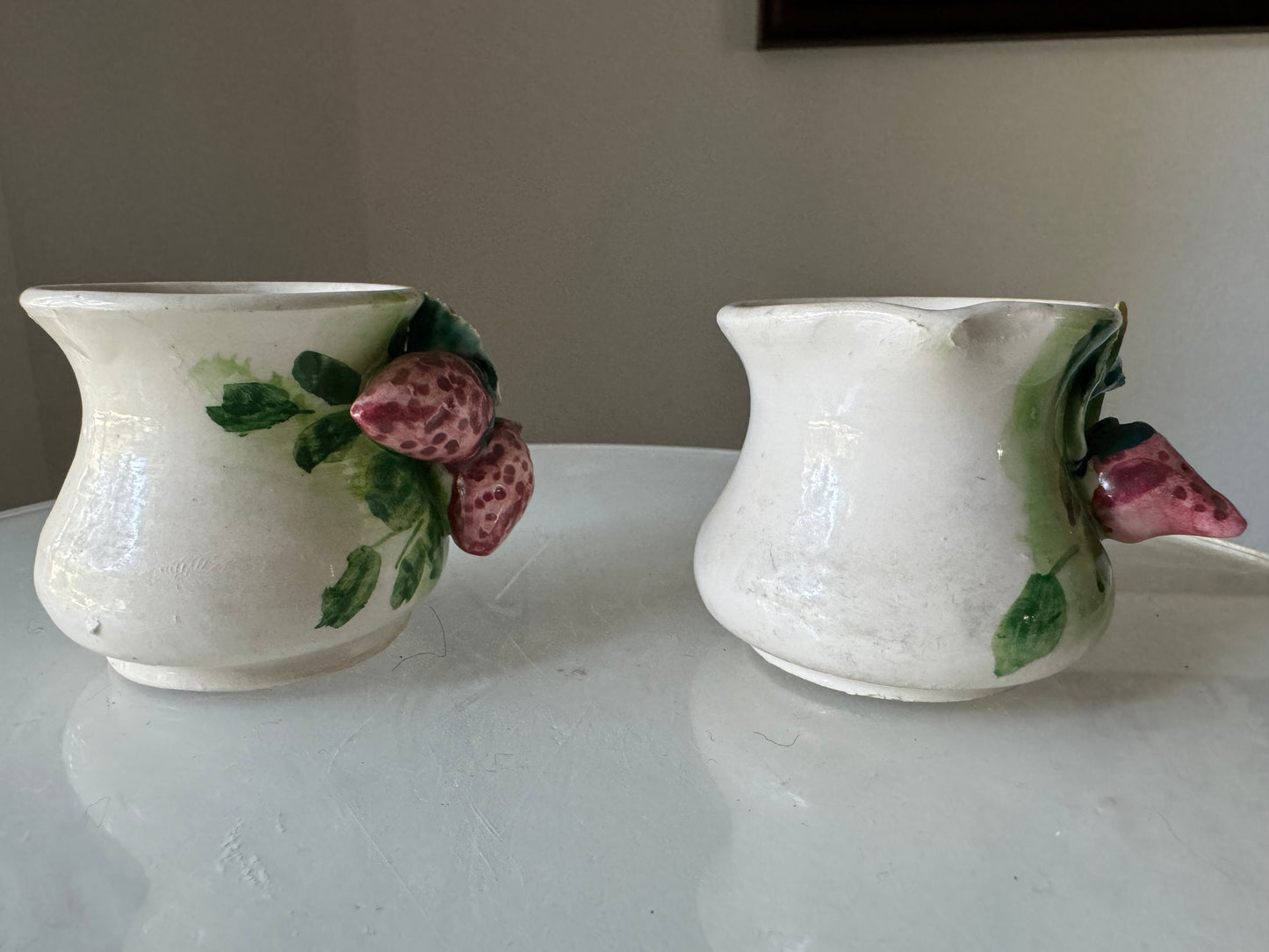 Vintage Italian Strawberry Milk and Creamer cups