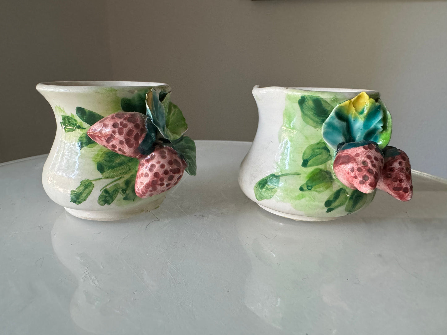 Vintage Italian Strawberry Milk and Creamer cups