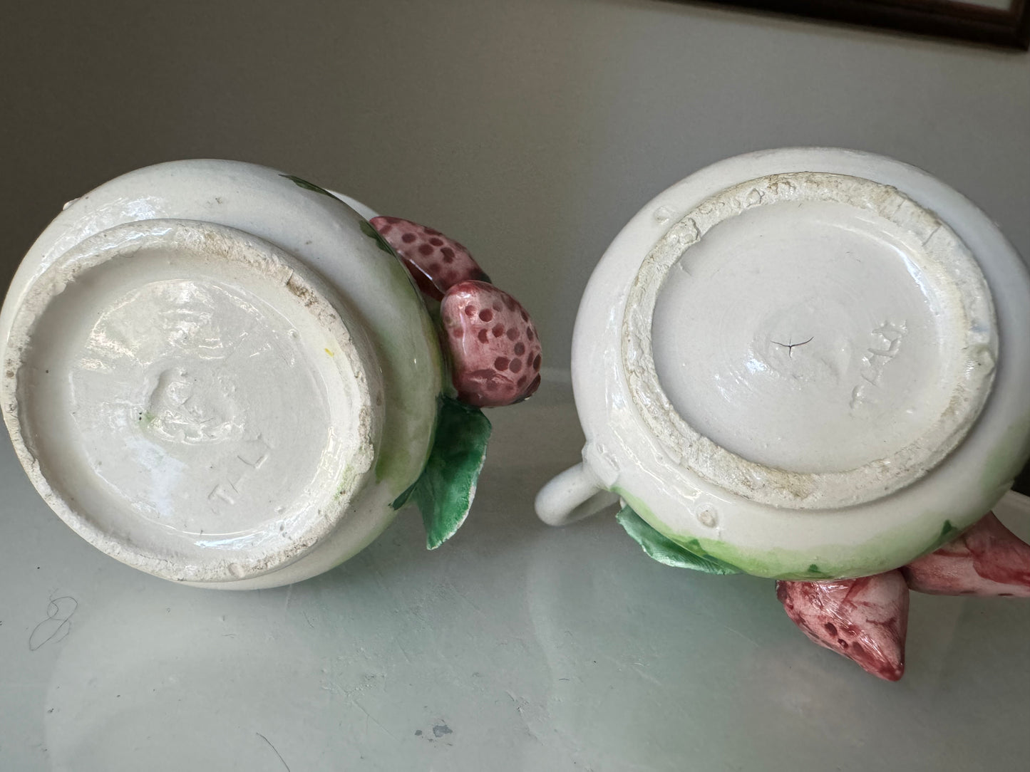Vintage Italian Strawberry Milk and Creamer cups