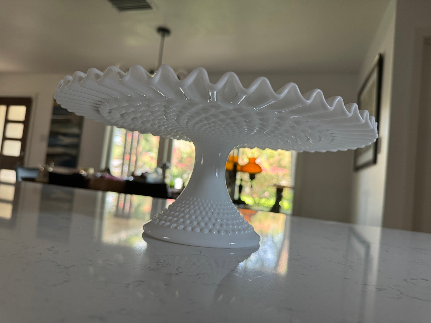 Vintage Fenton Hobnail Milk Glass Pedestal Cake Stand