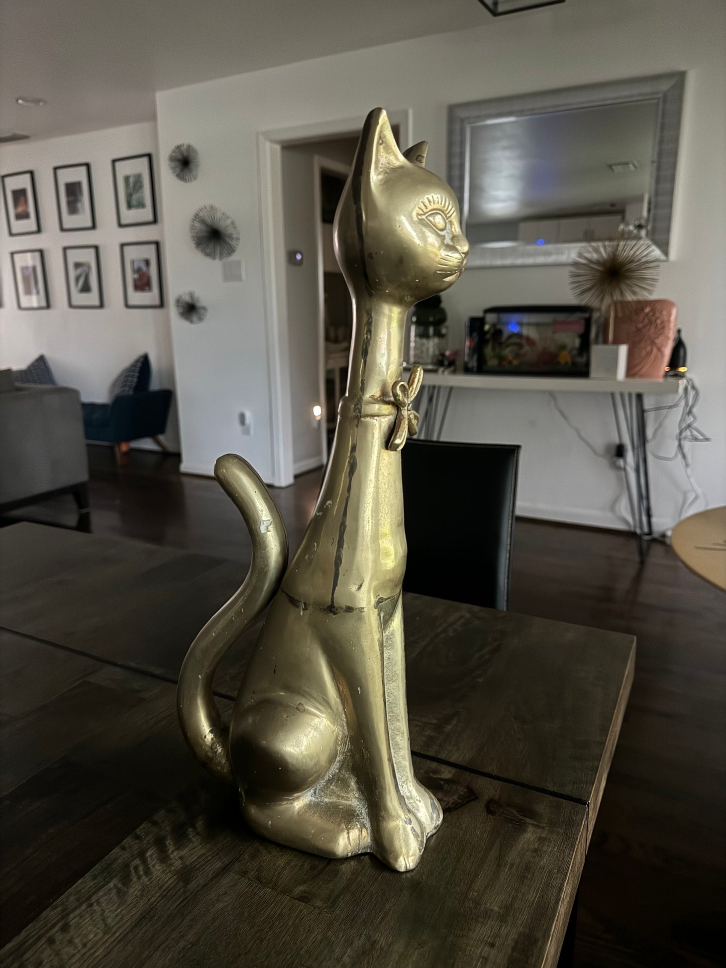 MCM Large Brass Cat Figurine