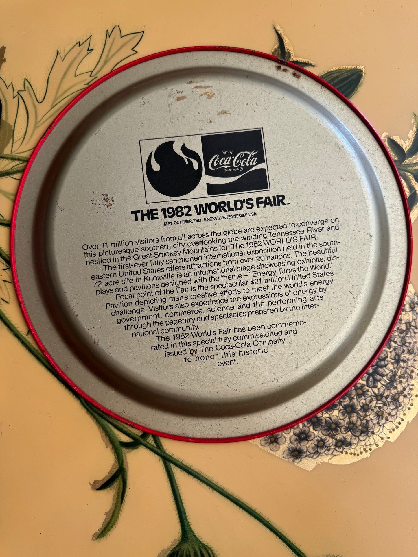 Coca Cola round metal platter/plate