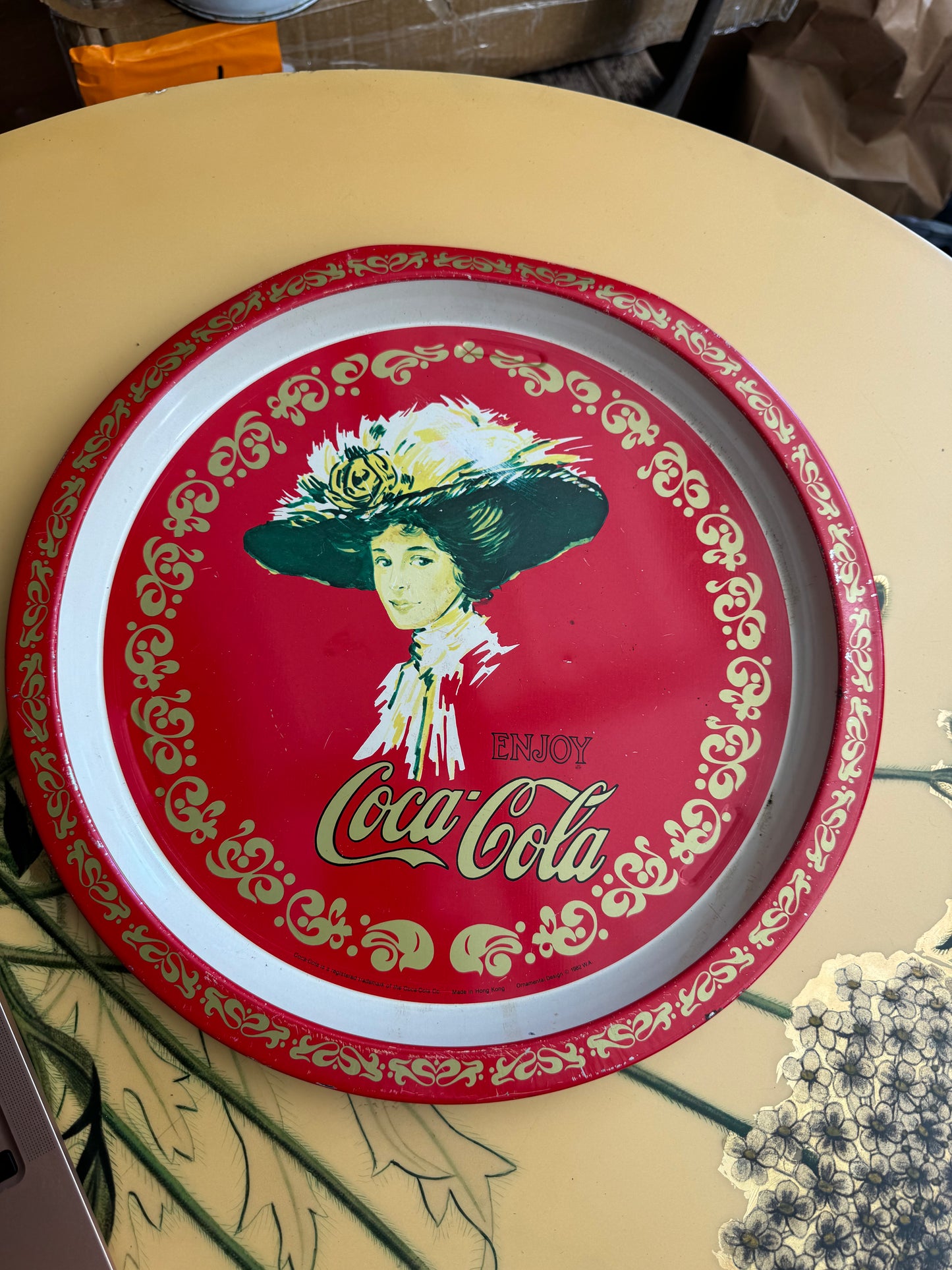 Coca Cola round metal platter/plate