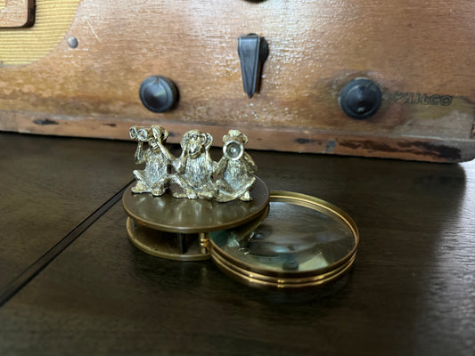 Vintage Magnifying Glass: Three Monkeys Hear No Evil, See No Evil, Speak No Evil