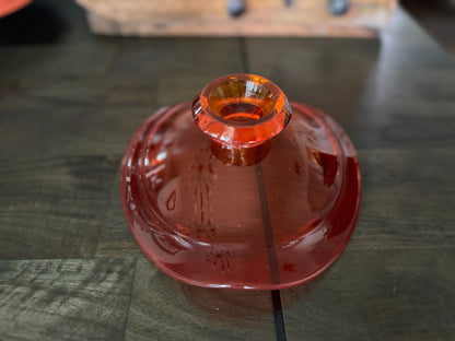 Vintage Viking Glass Persimmon Orange Epic Heart/Leaf Pedestal Bowl