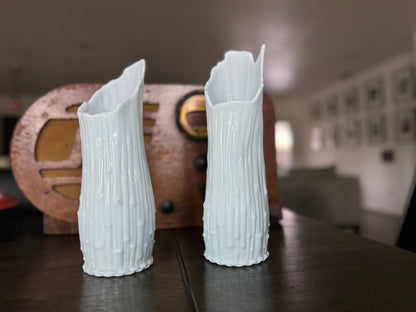 Vintage Italian White "Melting" Vases (set of 2)