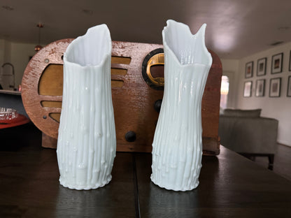 Vintage Italian White "Melting" Vases (set of 2)