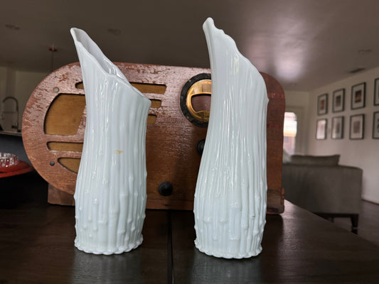 Vintage Italian White "Melting" Vases (set of 2)