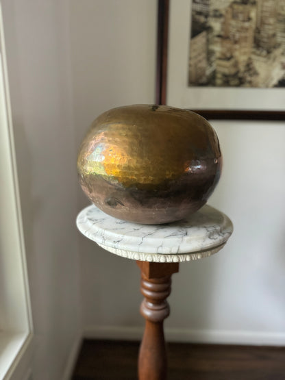 Vintage Hammered Brass Orb Bowl