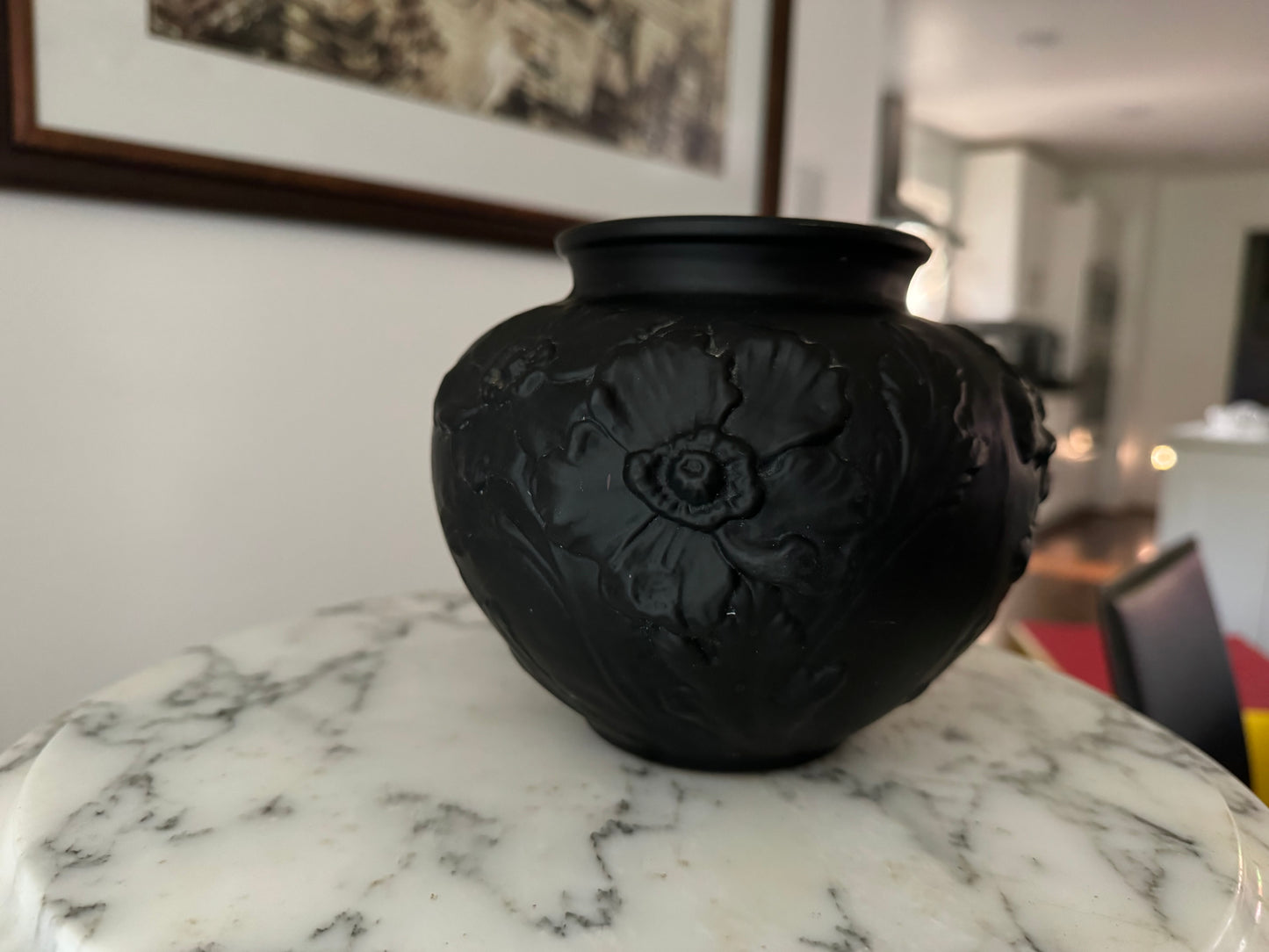 Early 20th Century Black Amethyst Glass Tiffin Poppy Vase