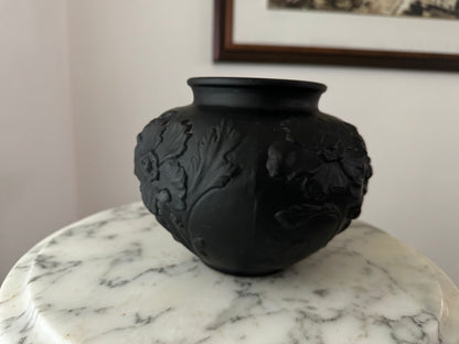 Early 20th Century Black Amethyst Glass Tiffin Poppy Vase